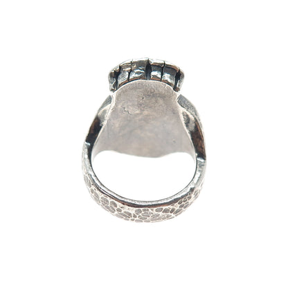 925 Sterling Silver Vintage African Tribal Mask Oxidized Ring Size 7.5