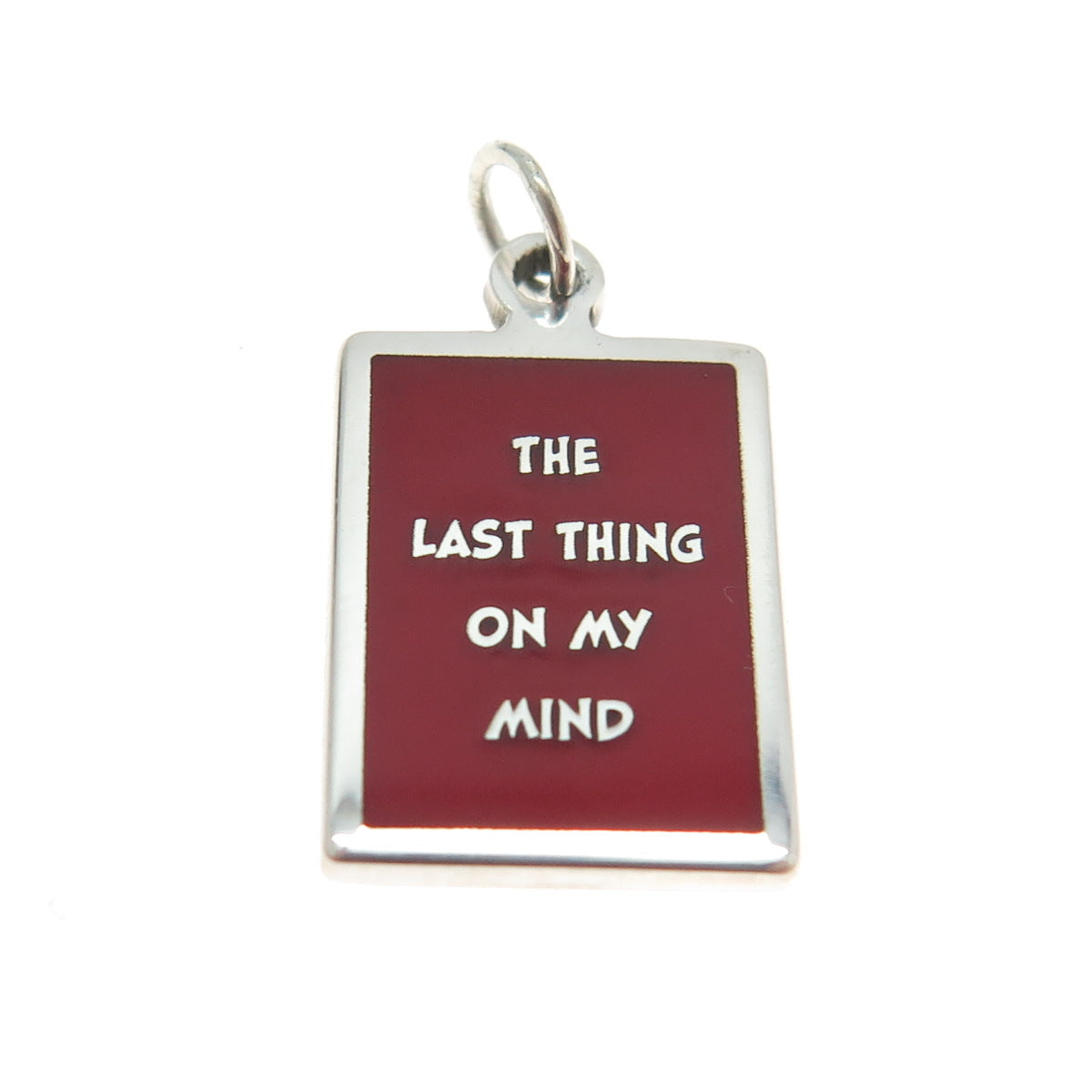 925 Sterling Silver Enamel "The Last Thing On My Mind" Minimalist Charm Pendant