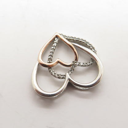 ALWAND VAHAN 14K Rose Gold & 925 Sterling Silver Diamond Heart Slide Pendant