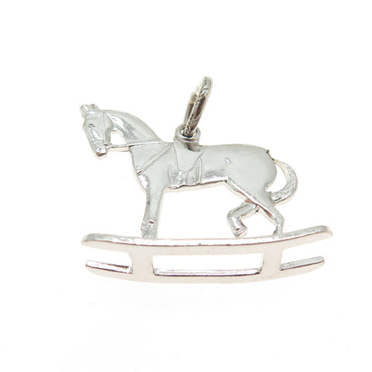 925 Sterling Silver Antique Art Deco Rocking Horse Minimalist Charm Pendant