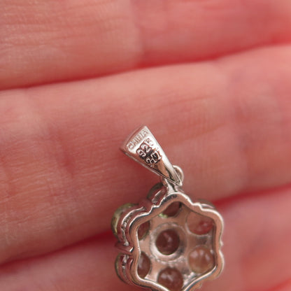 Harold Trujillo 925 Sterling Silver Real Round-Cut Peridot Floral Charm Pendant