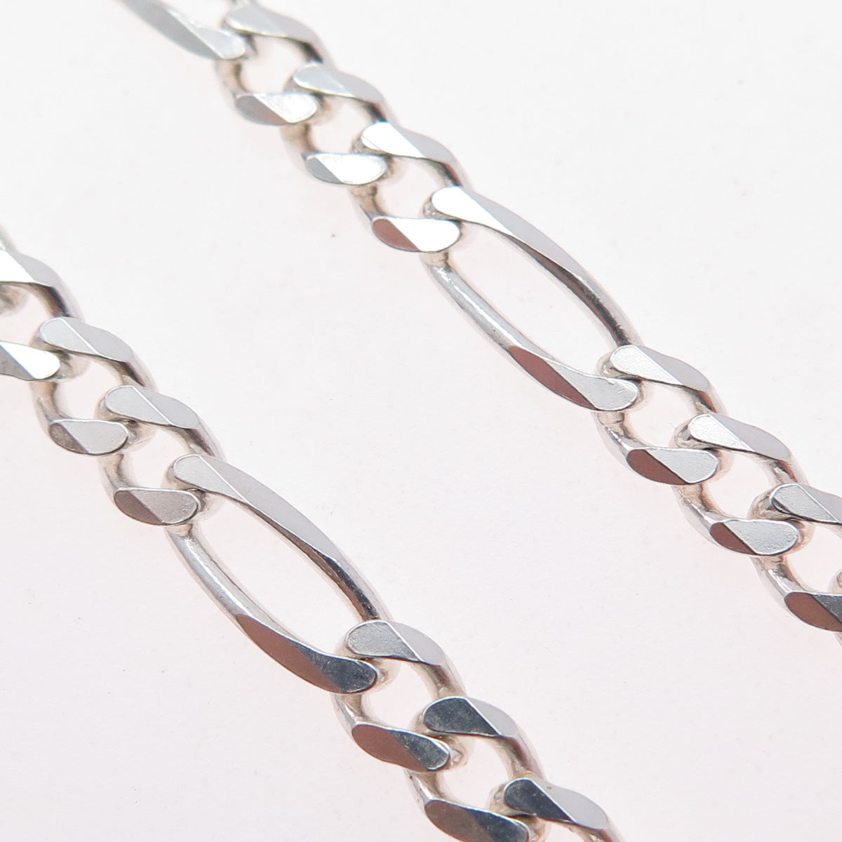 PAGODA 925 Sterling Silver Vintage Italy Figaro Chain Necklace 22"