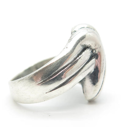 925 Sterling Silver Vintage Ribbed Ring Size 7