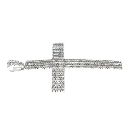 DESIGNS BY YAGI 925 Sterling Silver Round-Cut Shaped C Z Cross Sparkle Pendant