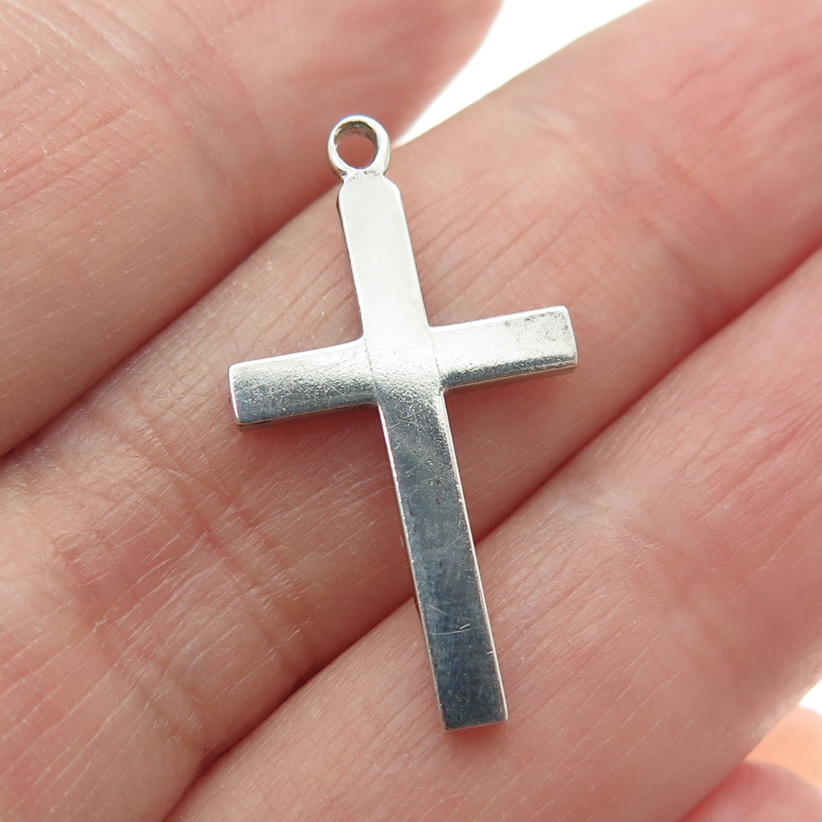 H.F. BARROWS 925 Sterling Silver Antique Art Deco Cross Striped Pendant