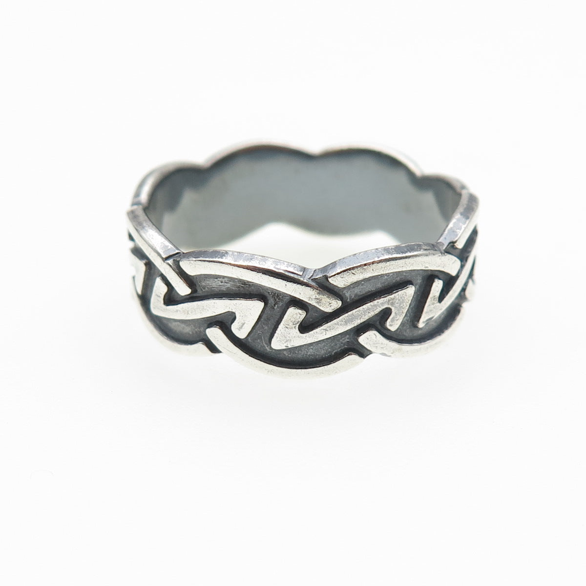 925 Sterling Silver Vintage Letter Z Oxidized Band Ring Size 12