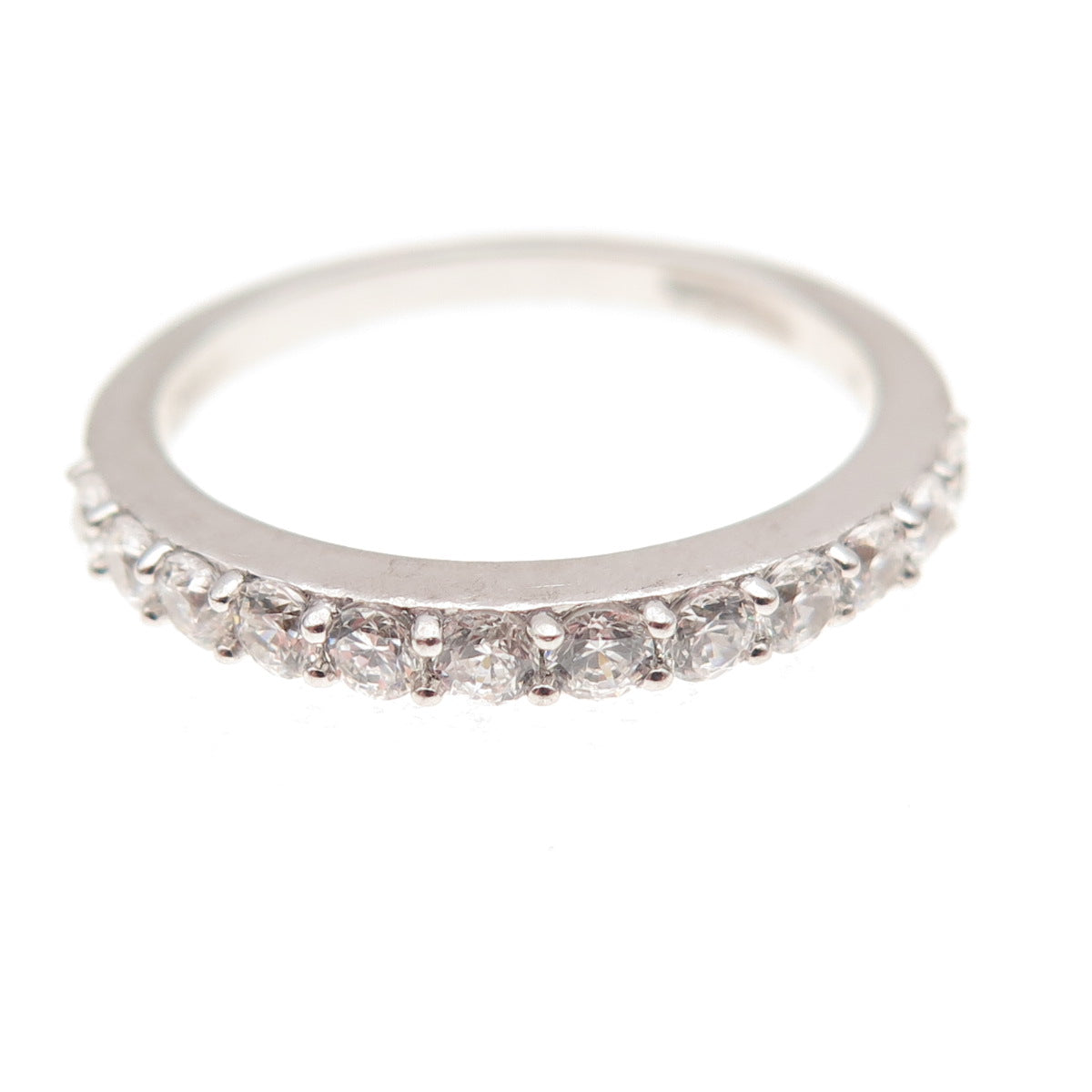 925 Sterling Silver Round-Cut C Z Half Eternity Band Ring Size 7