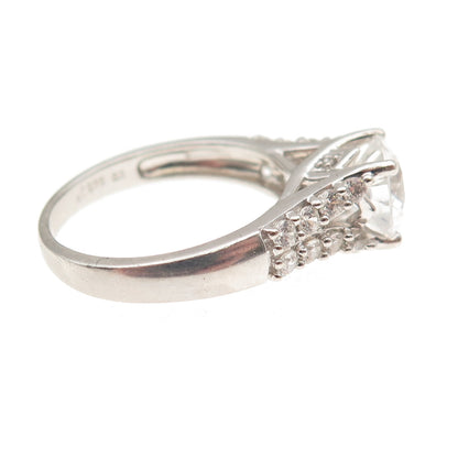 925 Sterling Silver Round-Cut C Z Engagement Ring Size 7.25