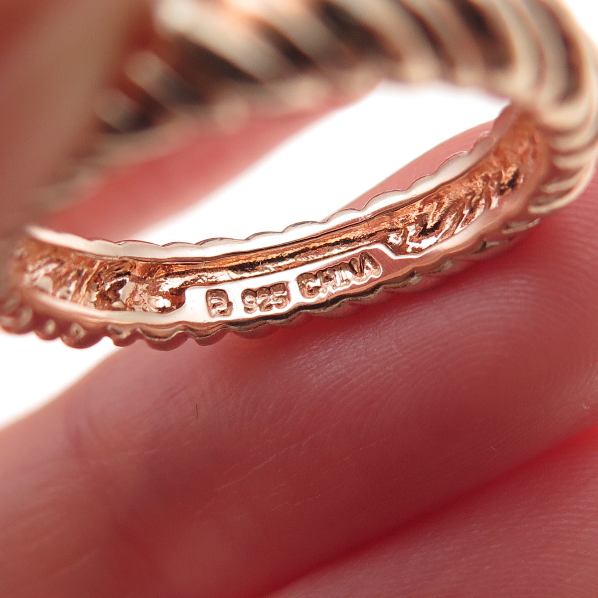 Ross Simons 925 Sterling Silver Rose Gold Plated Twisted Band Ring Size 7