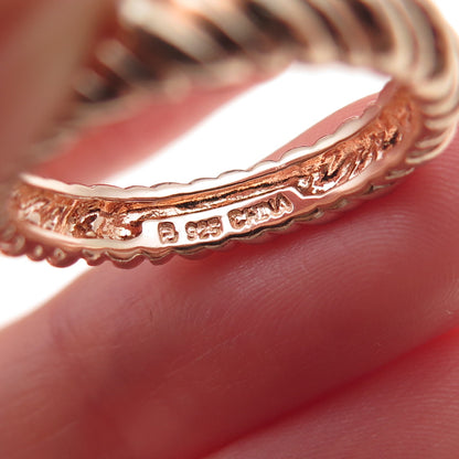 Ross Simons 925 Sterling Silver Rose Gold Plated Twisted Band Ring Size 7