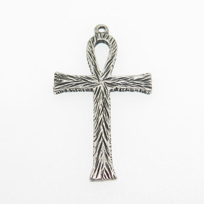 AVEDON 925 Sterling Silver Vintage Egyptian Ankh Oxidized Pendant