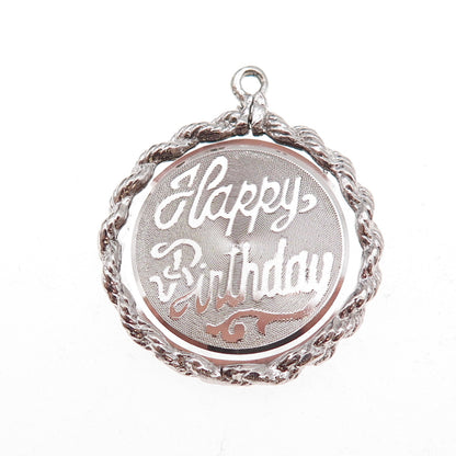 Elco 925 Sterling Silver Vintage Happy Birthday Charm Pendant