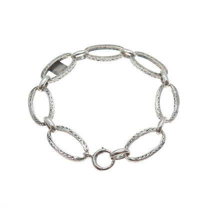 925 Sterling Silver Antique Delta Epsilon Phi Sorority Oval Link Bracelet 6.25"
