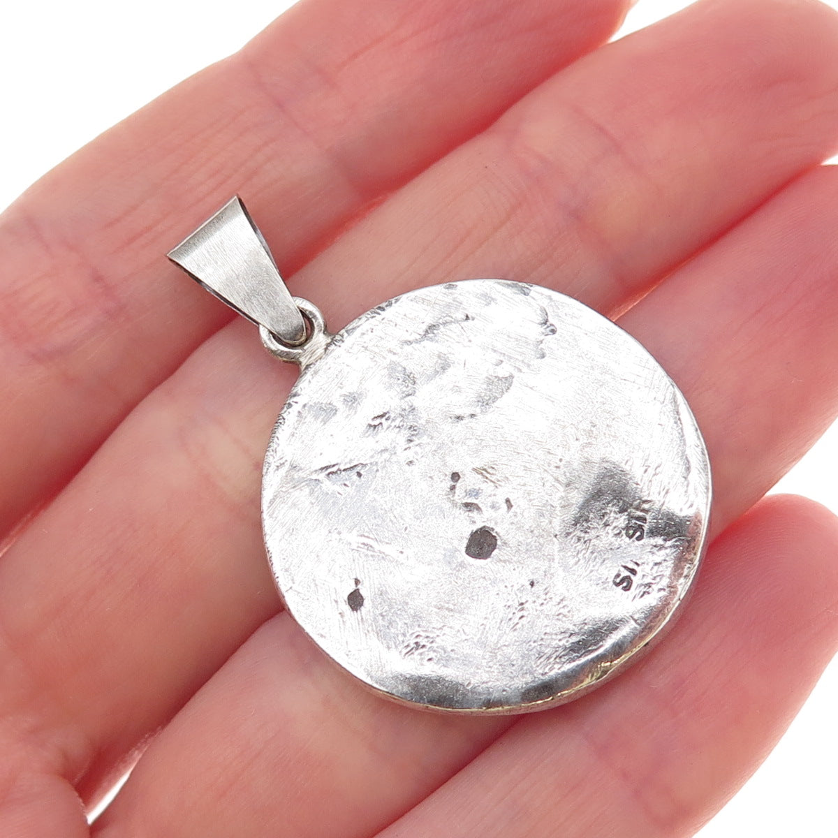 925 Sterling Silver Vintage Lady Cameo Oxidized Charm Pendant