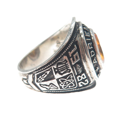 REED & CO Sterling Vintage 1982 Yellow Topaz Adrien Block School Ring Size 6.5
