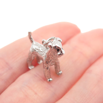 WELLS 925 Sterling Silver Vintage Airedale Terrier 3D Mini Charm Pendant