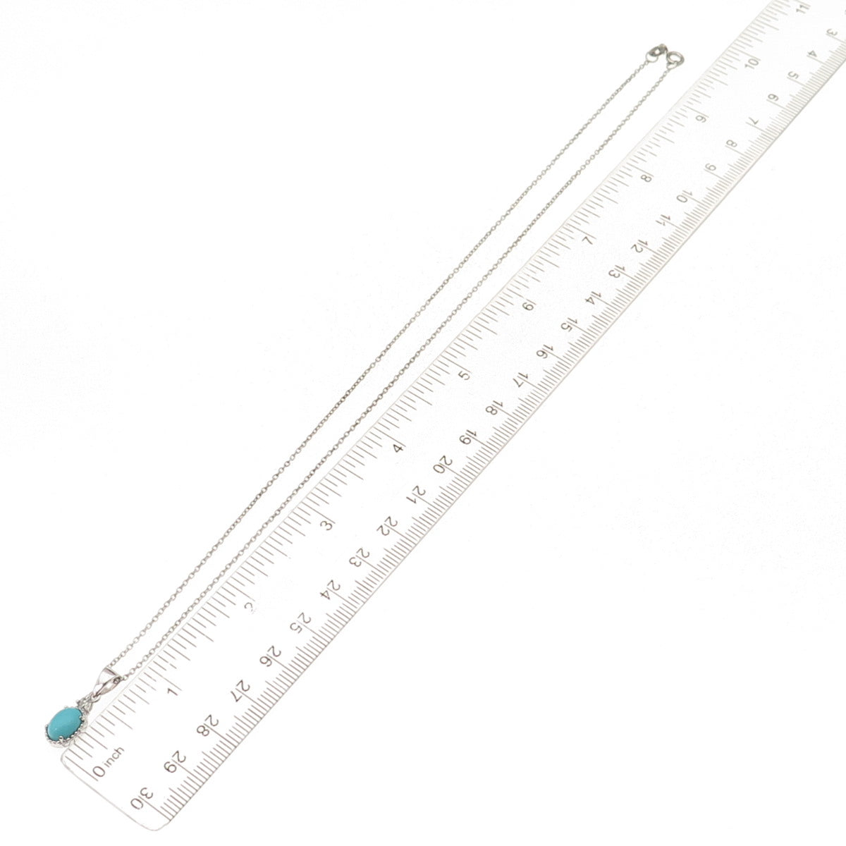 925 Sterling Silver Real Turquoise & White Topaz Cable Chain Necklace 18"