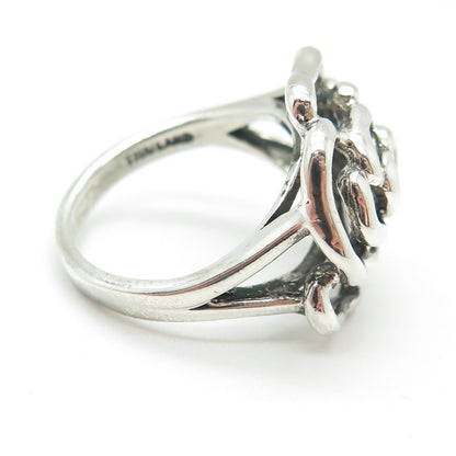 CHAPAL ZENRAY 925 Sterling Silver Vintage Rose Flower Oxidized Ring Size 7.25