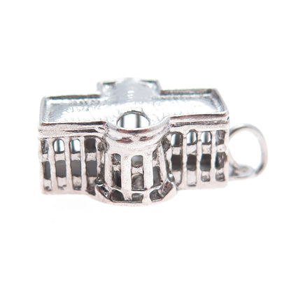 925 Sterling Silver Vintage The White House Stanhope Minimalist 3D Charm Pendant