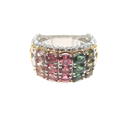 MICHAEL VALITUTTI Gems En Vogue Sterling 2-Tone Multi-Tourmaline Ring Size 8.25