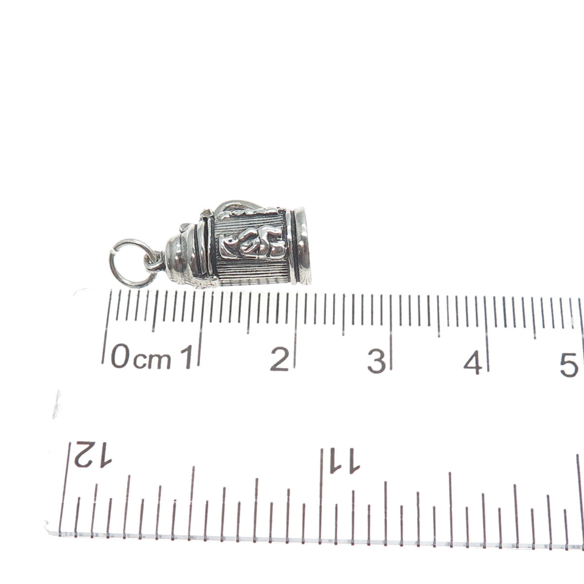 925 Sterling Silver Vintage Beer Stein Oxidized Minimalist Locket Charm Pendant