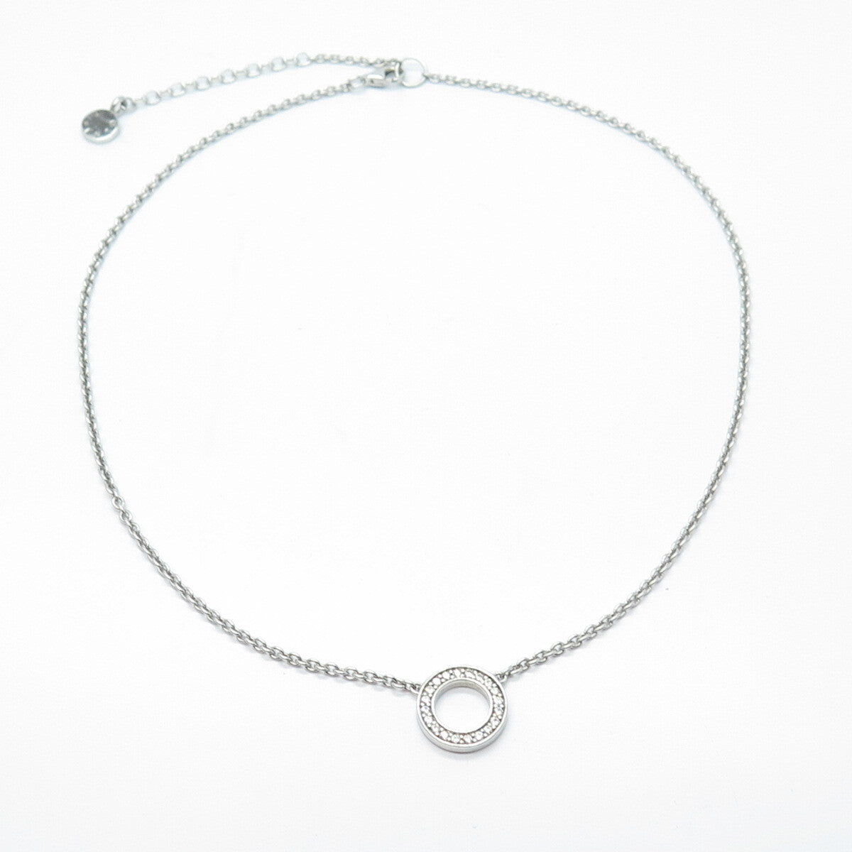 TISENTO 925 Sterling Silver C Z Circle of Life Rolo Chain Necklace 16"