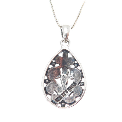 CFJ Collins Fine Sterling Silver Vintage Ornate Oxidized Box Chain Necklace 18"