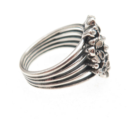Pandora 925 Sterling Enamel Real Pearl Cherry Blossom Bouquet Ring Size 9.25