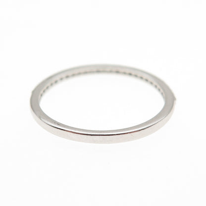 925 Sterling Silver Round-Cut C Z Half Eternity Stackable Band Ring Size 6