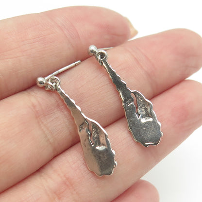 925 Sterling Silver Vintage Real Mother-of-Pearl Dangling Earrings