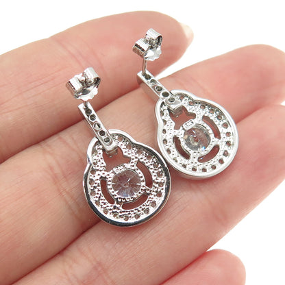 925 Sterling Silver Round-Cut C Z Sparkling Earrings