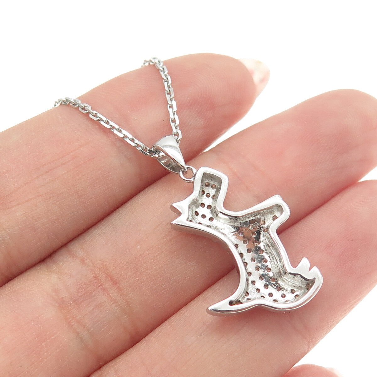 925 Sterling Silver Round-Cut C Z Scottish Terrier Dog Cable Chain Necklace 16"
