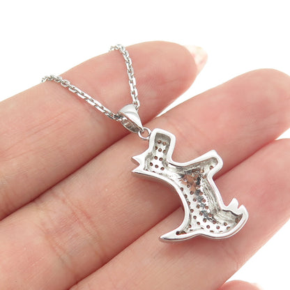 925 Sterling Silver Round-Cut C Z Scottish Terrier Dog Cable Chain Necklace 16"