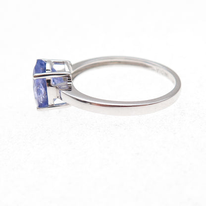 925 Sterling Silver Real Oval-Cut Tanzanite Ring Size 8