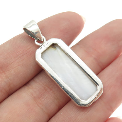 925 Sterling Silver Vintage Real Mother-of-Pearl Modernist Pendant