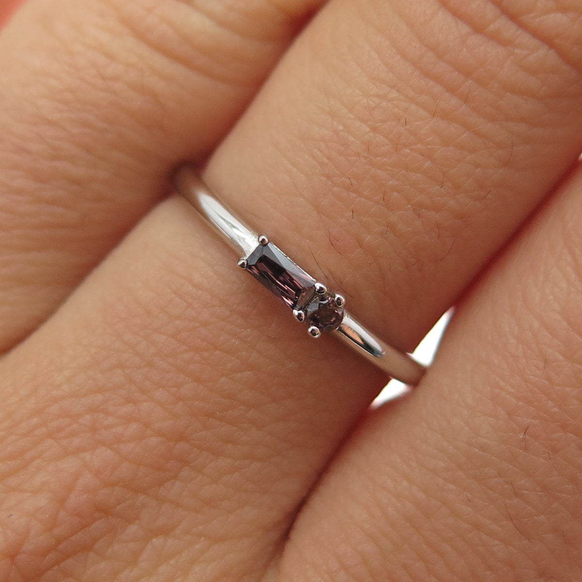 BOMB PARTY 925 Sterling Silver Smoky C Z Stackable Ring Size 7.25