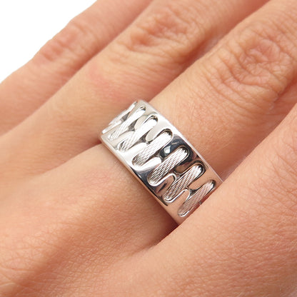 NEOS 925 Sterling Silver Textured Sewing Stitches Band Ring Size 8.25