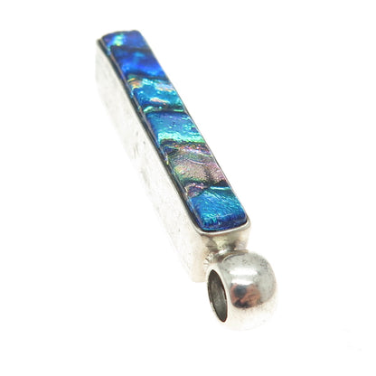 925 Sterling Silver Vintage Dichroic Glass Modernist Pendant