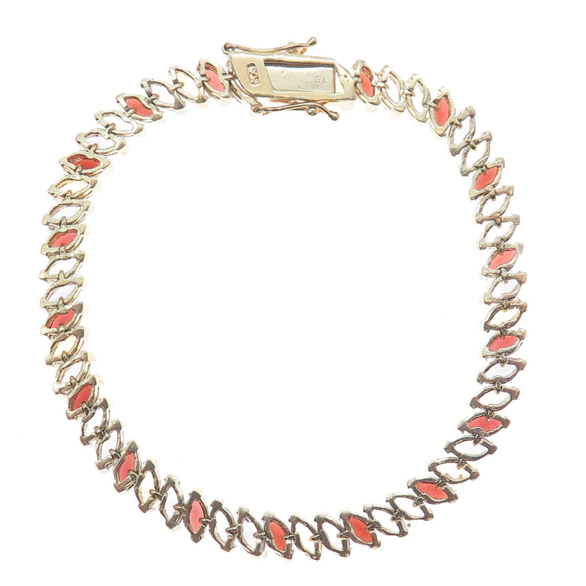 925 Sterling Gold Plated Amethyst Topaz Citrine Garnet Tennis Link Bracelet 7.5"