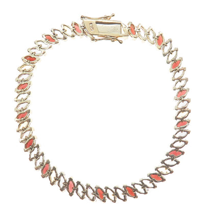 925 Sterling Gold Plated Amethyst Topaz Citrine Garnet Tennis Link Bracelet 7.5"