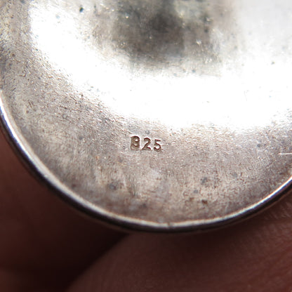 925 Sterling Silver Vintage Real Lapis Lazuli Modernist Dotted Earrings