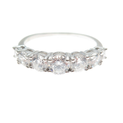 925 Sterling Silver IBB Round-Cut Shaped C Z Ring Size 7.25