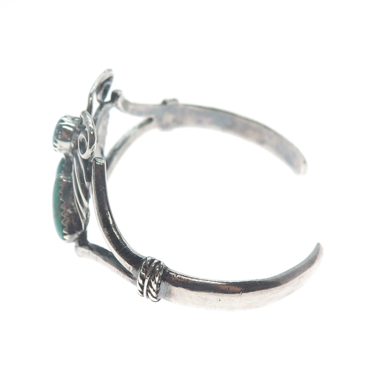 Old Pawn 925 Sterling Vintage Tyrone Turquoise Butterfly Adjustable Bracelet 6"