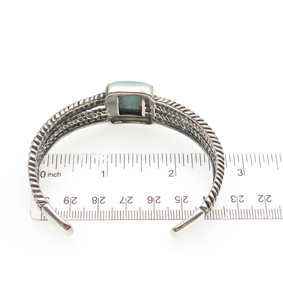 BARSE 925 Sterling Silver Vintage Real Tyrone Turquoise Adjustable Bracelet 7"