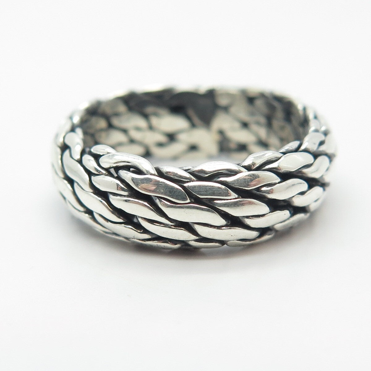 925 Sterling Silver Vintage Woven Band Ring Size 6.75