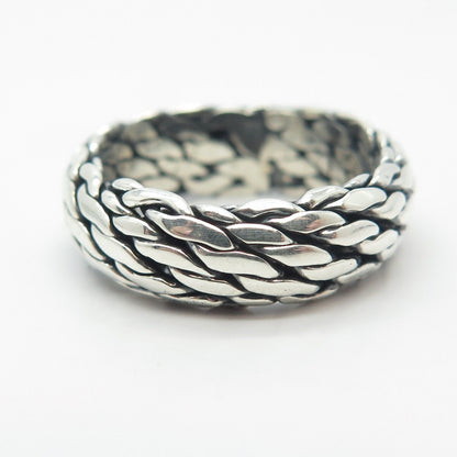 925 Sterling Silver Vintage Woven Band Ring Size 6.75