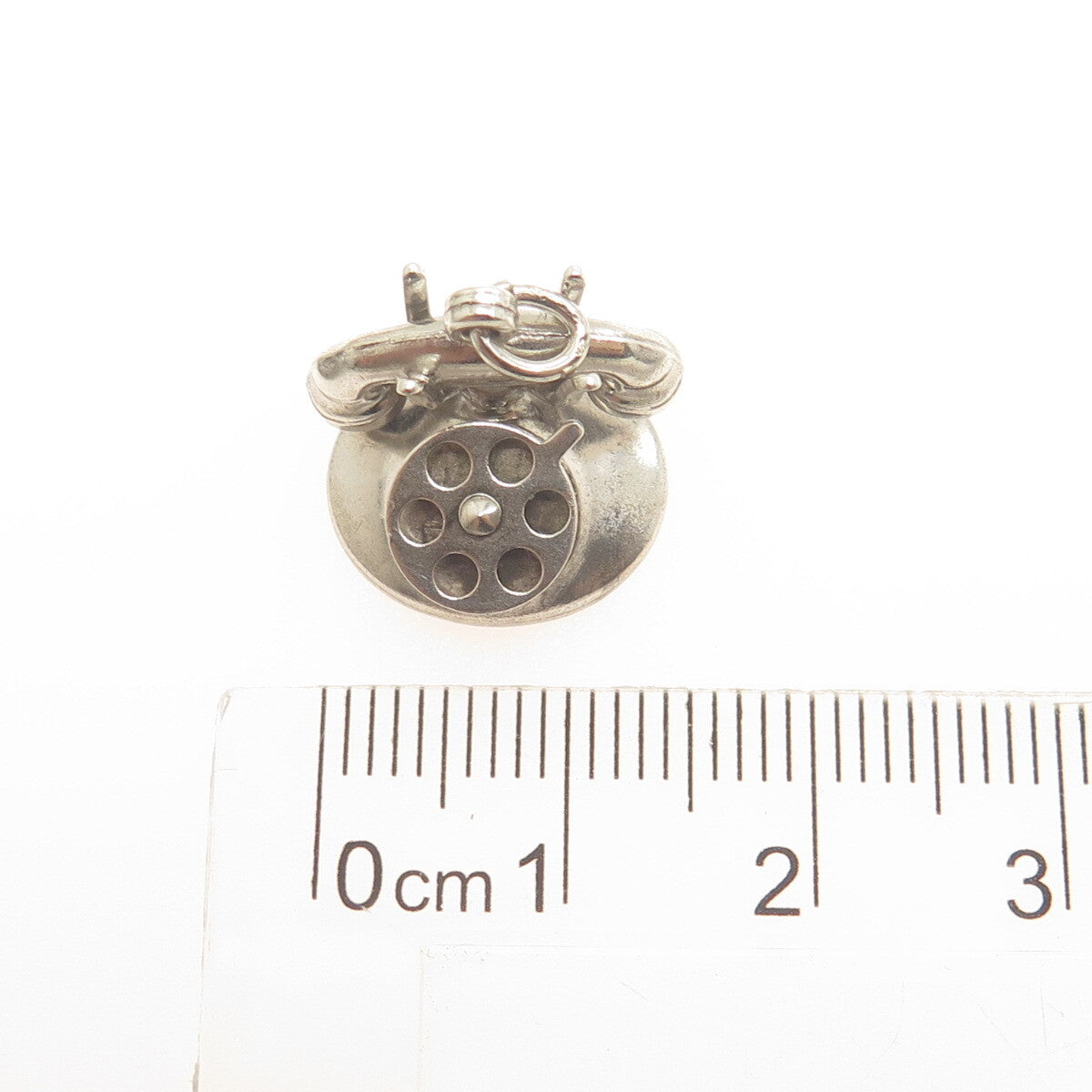 925 Sterling Silver Antique Rotary Dial Retro Phone Minimalist Charm Pendant