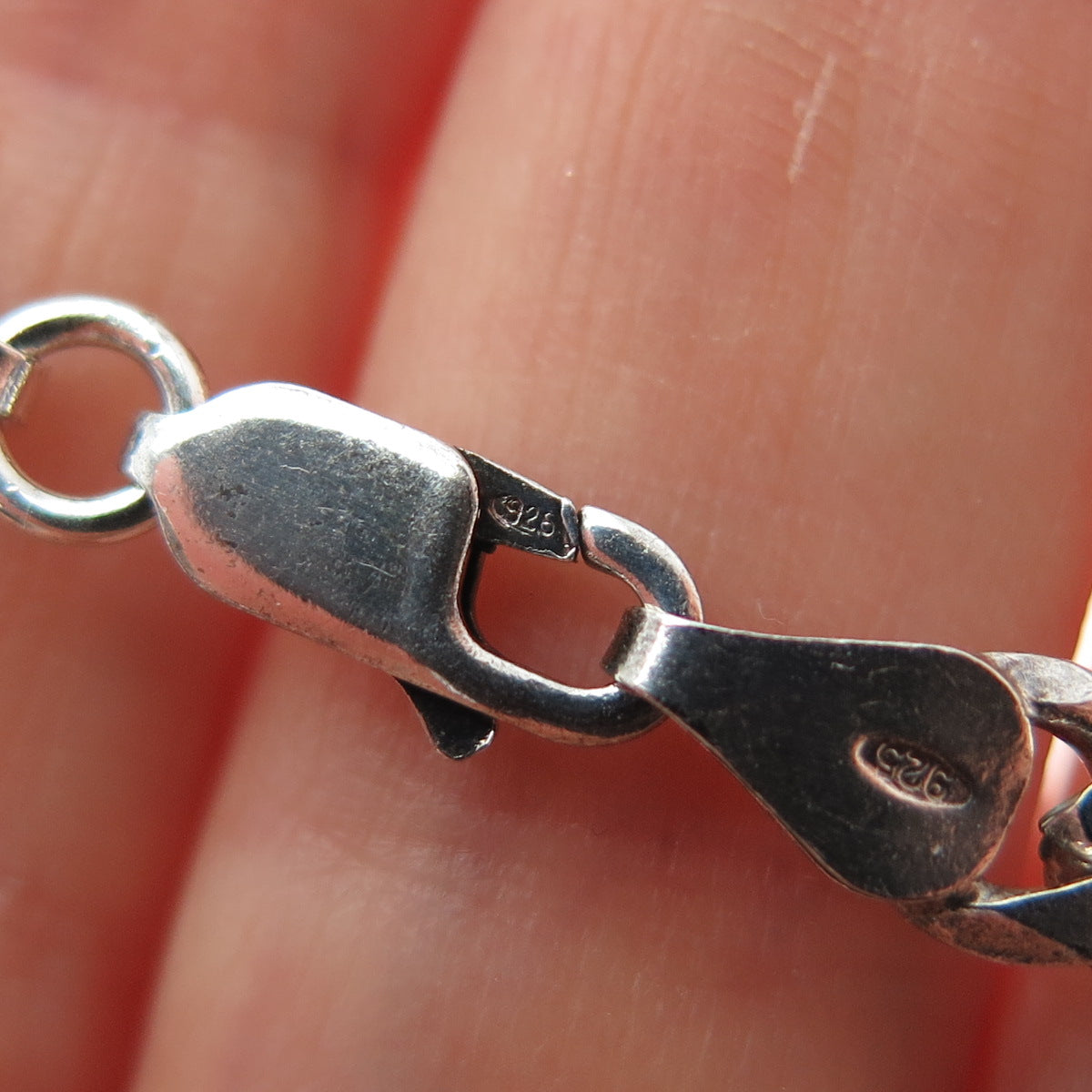 925 Sterling Silver Vintage Italy Figaro Link Bracelet 7.75"