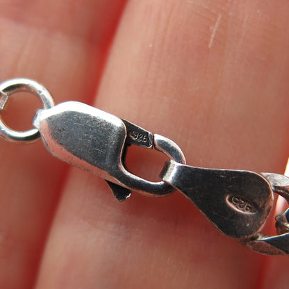 925 Sterling Silver Vintage Italy Figaro Link Bracelet 7.75"