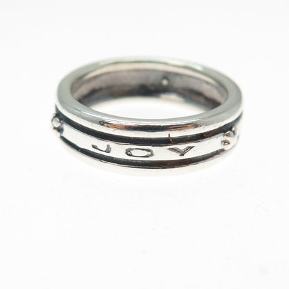 925 Sterling Silver Vintage Joy Oxidized Rotating Band Ring Size 6.75